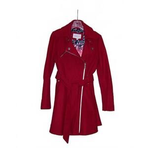 BCBGeneration Red Moto Asymmetrical Trenchcoat Small
